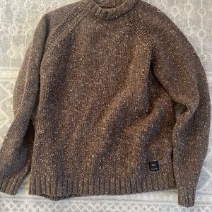 Finisterre Bundoran Size Large Wool Knit Sweater Tobacco Brown